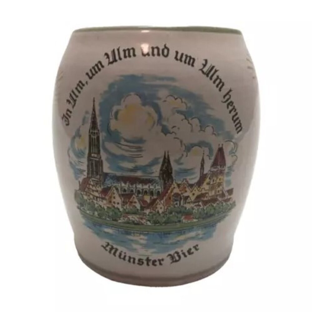 Beer Mug Ulmer Keramik Munster Ceramic Bier Stein Early Logo Germany Vintage EUC